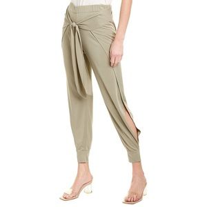 NWT Halston Heritage Belted Side-Slit Jogger Style Pants